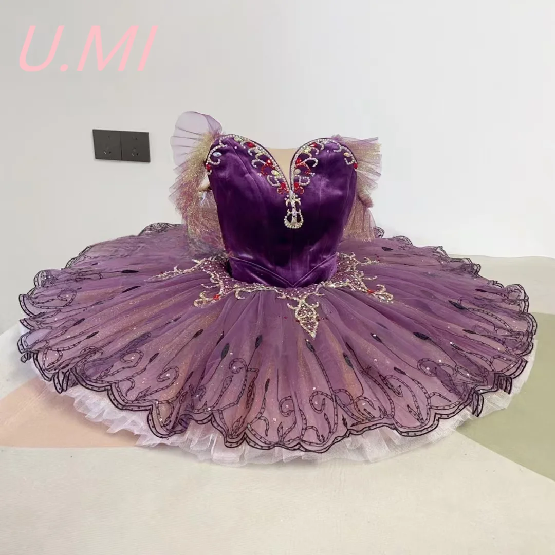 Purple imported yarn high-end custom Venice carnival ballet competition TUTU dress