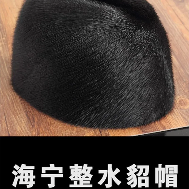 Men's old outdoor real fur hat warm cotton-wool for the elderly