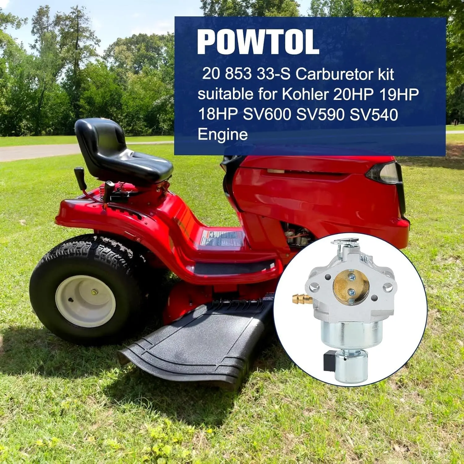 Carburetor For Powtol 20 853 33-S Kohler Courage SV600 SV590 SV541 18-20HP Engine Lawn Mower Tractor