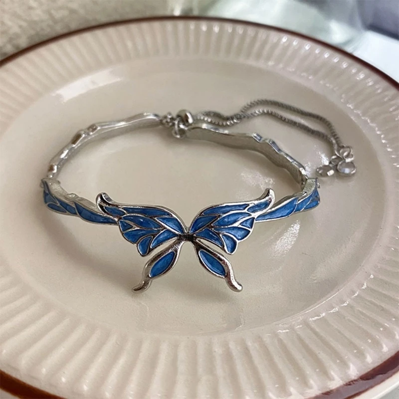 Fashion Dreamy Blue Butterfly Bracelet Female Exquisite Bracelet 2024 New Fairy Temperament Versatile Hand Jewelry Gifts