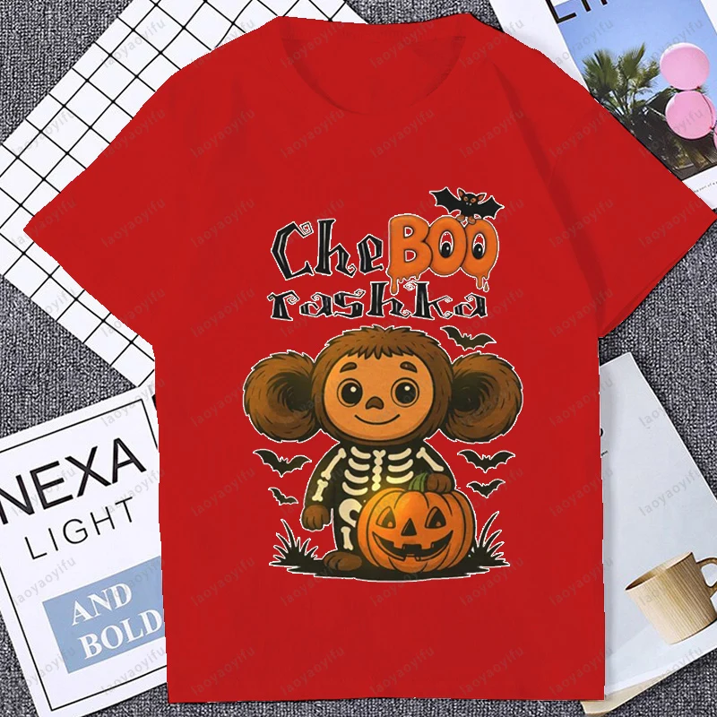 مضحك الجرافيك Cheburashka هالوين تي شيرت عادية موضة فضفاضة Harajuku الهيب هوب رجل Streewtwear خمر روسيا الكرتون تي شيرت #4