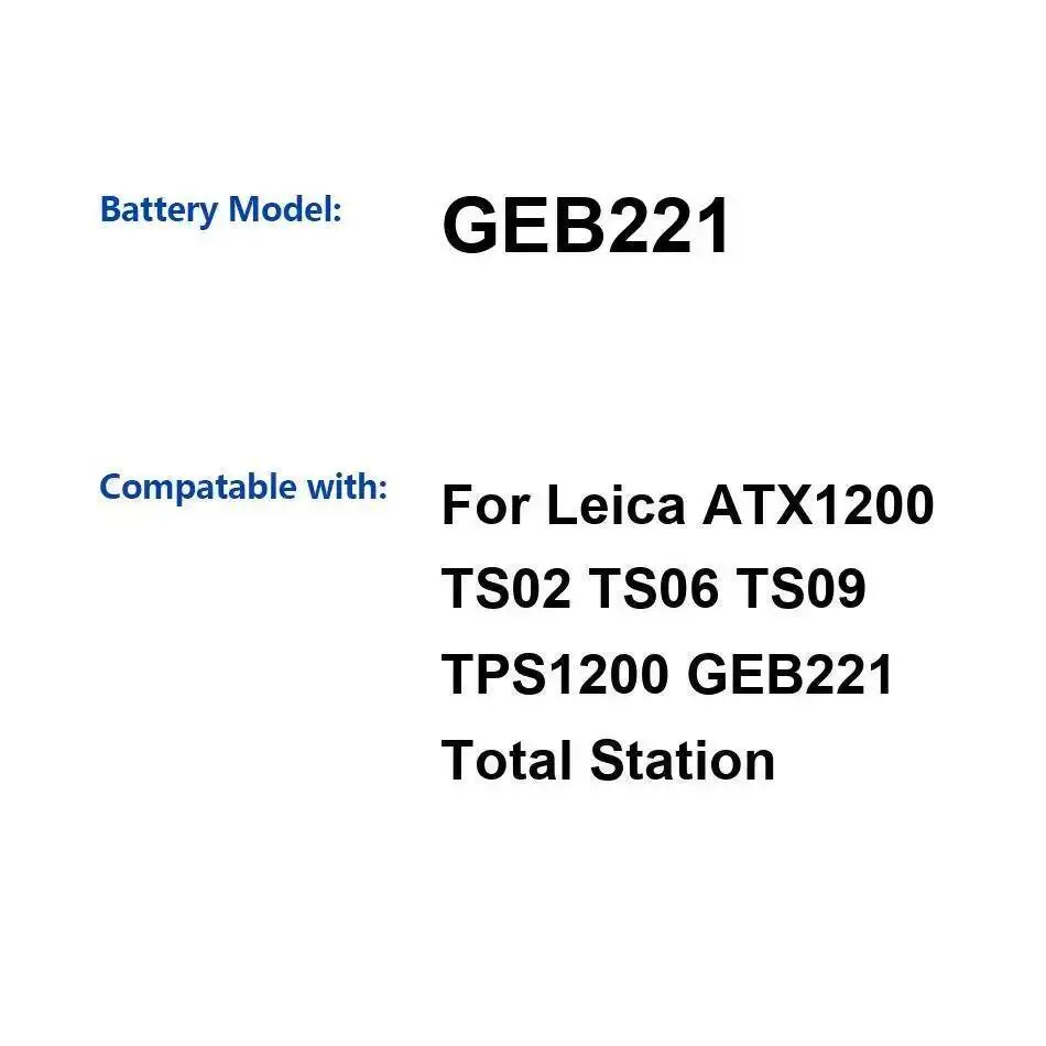

Для Leica ATX1200 TS02 TS06 TS09 TPS1200 GEB221 всего 4400 мАч Премиум-сменный экологически чистый аккумулятор для станции