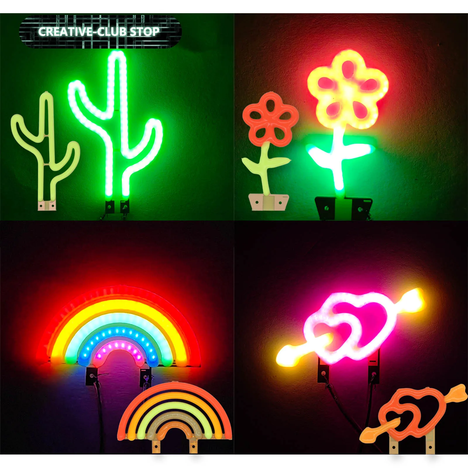 

DC 3V LED Filament Rainbow Cactus Flower Cupid Arrow Creative DIY for Halloween Christmas Room Lighting Decoration Accessories