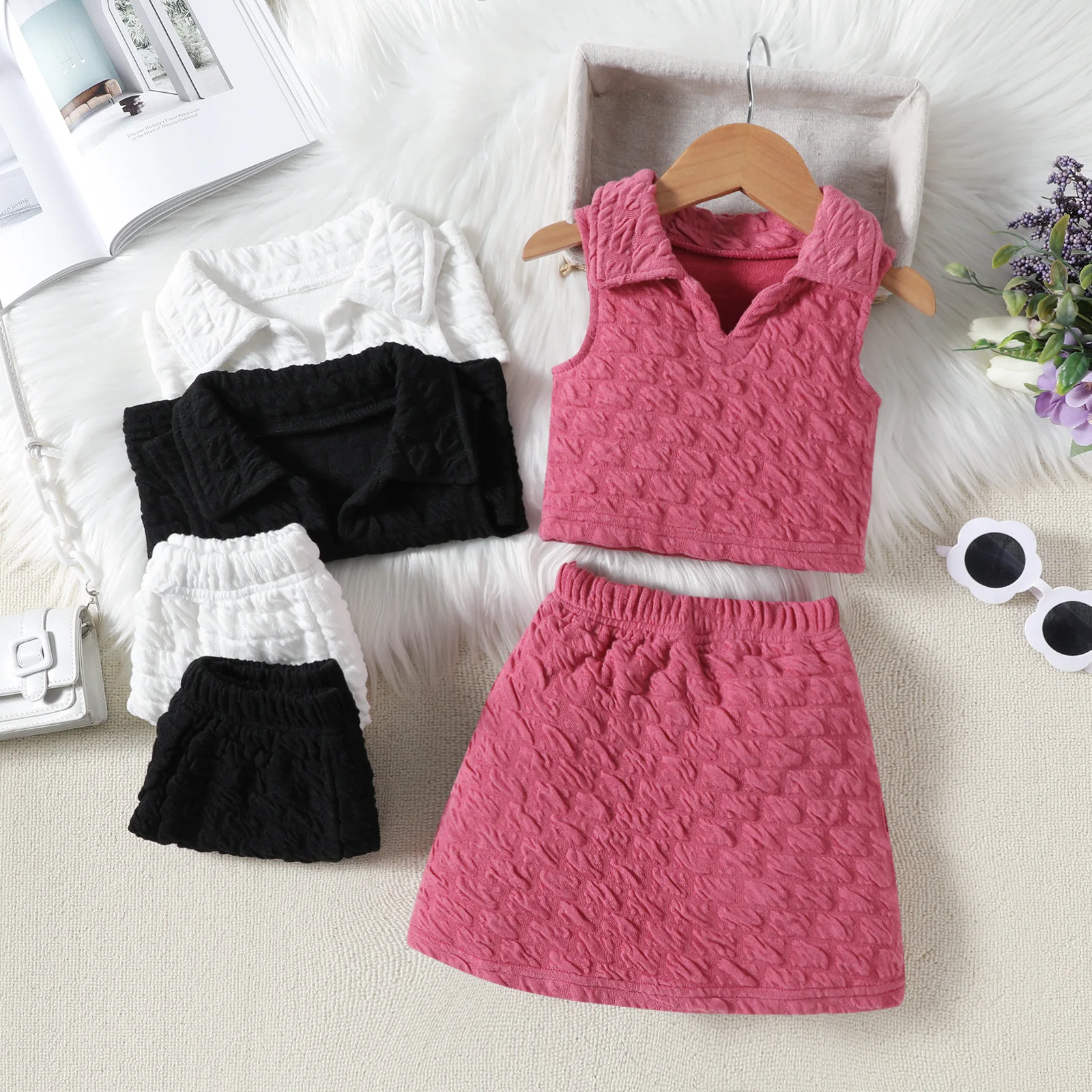 1 2 3 4 5 6years Summer Girls Clothing Sets New Fashion Sleeveless Crop Tops+A Line Skirts Casual Two Piece Set Kids Clothes