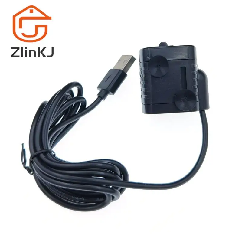 1PC Mini USB Fountain Pump Compact Submersible Pumps DC 3.5-9V Water Pump For Small Pond Fish Tan, Long Cord 200L/H Black