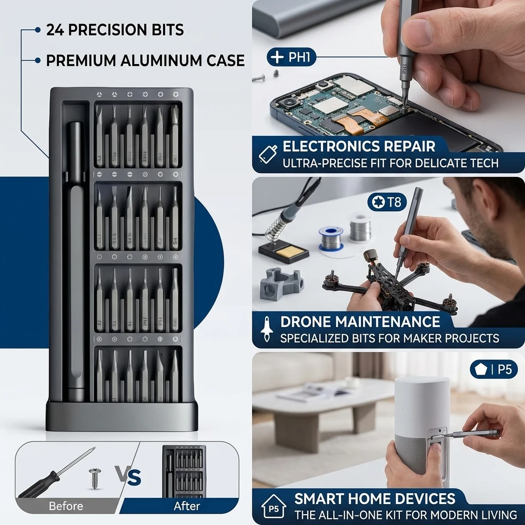 Finishing Screwdriver Set Household Multifunctional Maintenance Disassembling Tool Cross-club Magnetic Absorption 24 in 1 Screwd