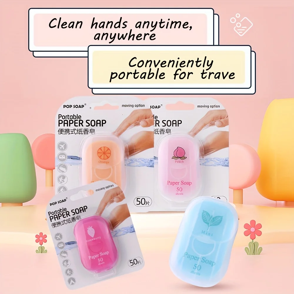 صفائح الصابون الورقية المحمولة المثالية للسفر في الهواء الطلق، صابون السفر لغسل اليدين القابل للتصرف #3