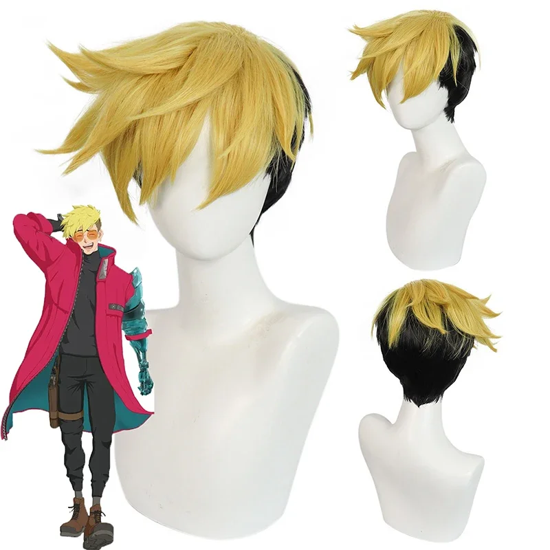 Anime Trigun Cosplay Wig Vash The Stampede Cosplay Wig Hair Halloween Party Vash The Stampede Wigs for Men with Free Hairnet