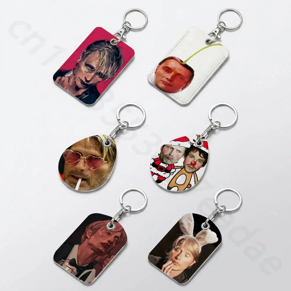 Funny Mads Mikkelsen Hannibal Keychain Card Holder, Badge Credit Card Holder, Student ID Card Holder