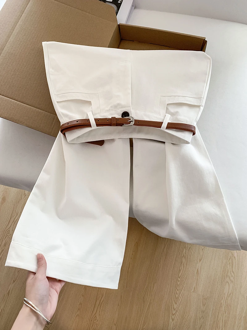 

Свободные широкие брюки для женщин: повседневные, с высокой талией, из хлопка, весенние, драпированные, удобные, модные брюки для дам