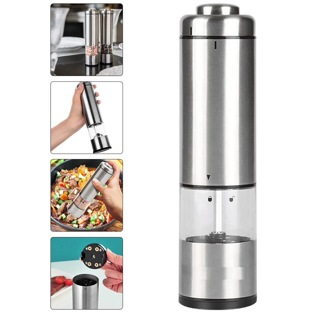 

Electric Pepper Grinder Transparent Visible Seasoning Filling Portable Powered Salt Pepper Mill Kitchen Grinding Tool