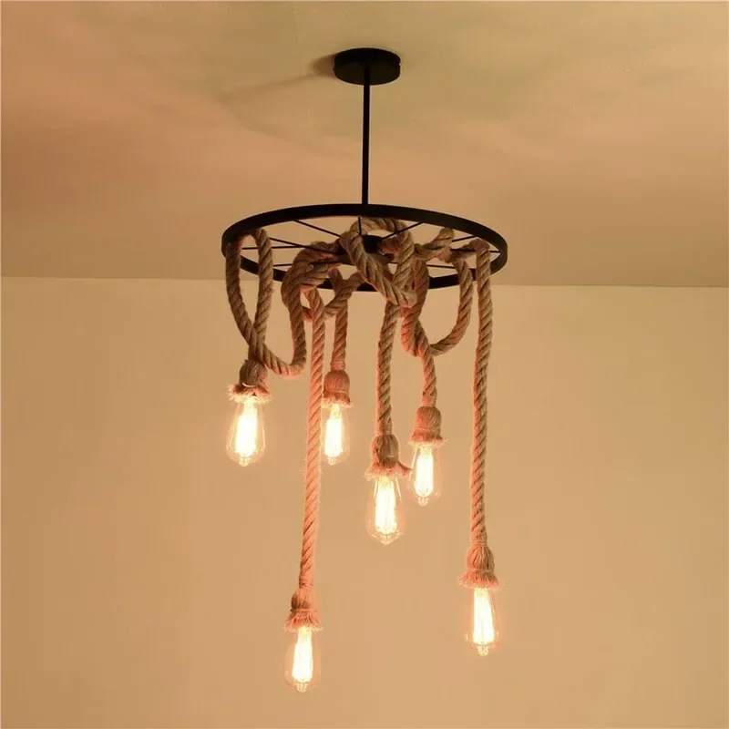 Loft Retro Vintage Lamps E27 Rope Lights Bar Restaurant Living Room Dining Room Cafe Pub Club Office Industry Wind Chandelier