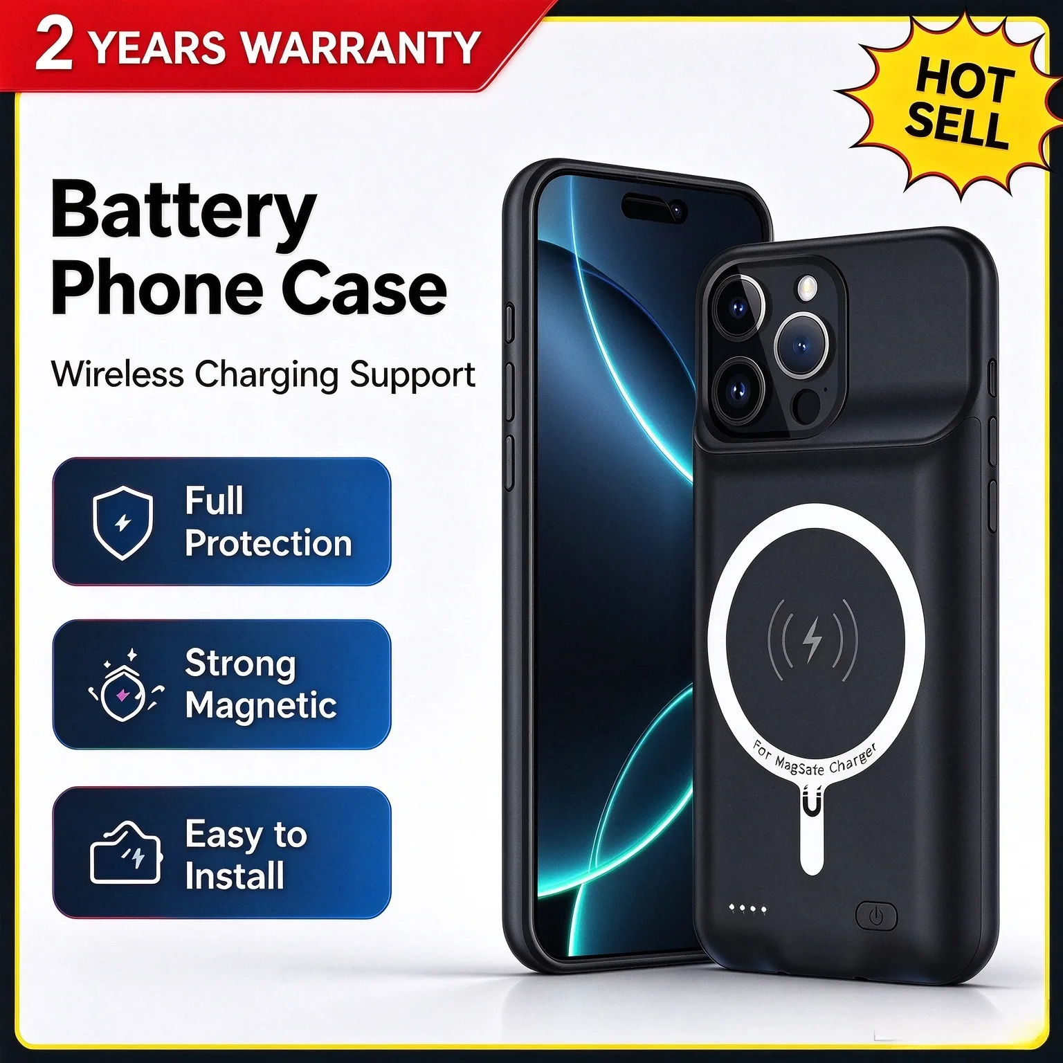 10000mah Magnetic Wireless Charger Power Bank for IPhone 16 Pro Max 12 13 14 Plus 15 Pro Max for Magsafe Power Case PowerBank