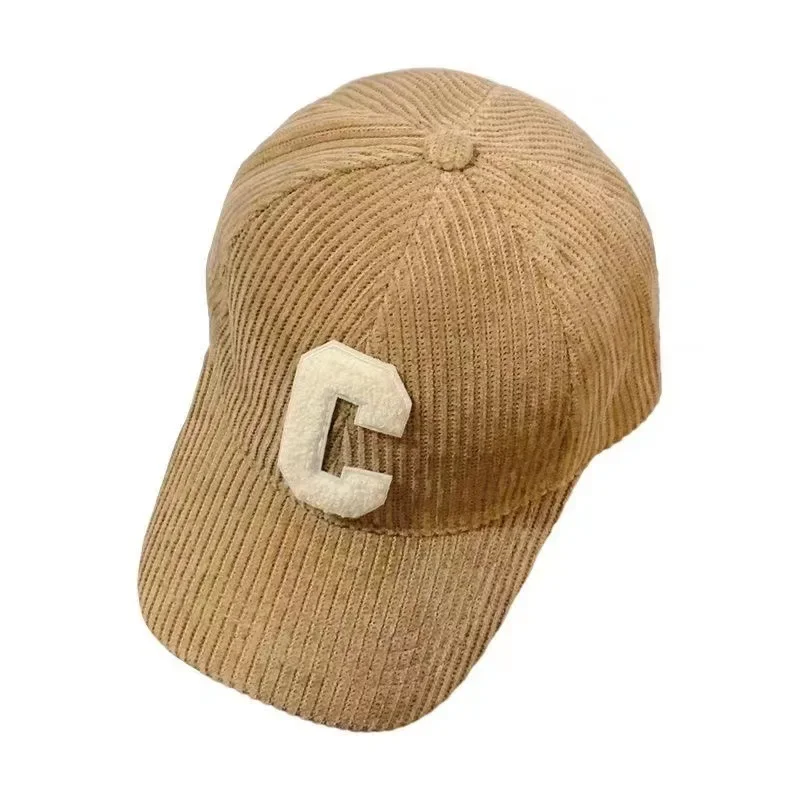 Casquette de Baseball en Velours Côtelé avec Lettre C pour Homme et Femme, Chapeau de dehors, Réglable, Unisexe, Hip Hop, pour Queue de Cheval,