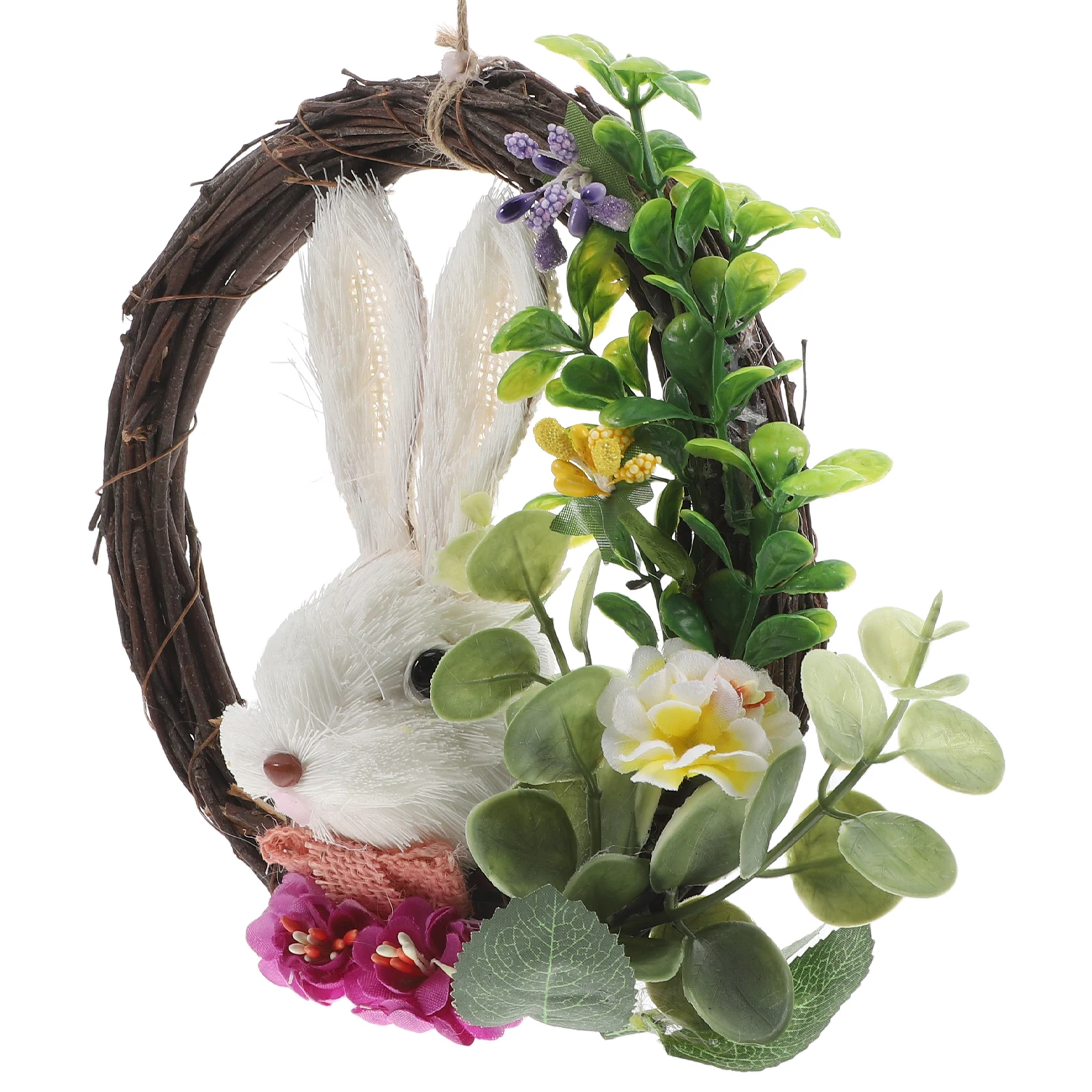 

Easter Bunny Wreath Artificial Flowers Springtime Decorative Woven Branch Garland Floral Frame Home Wall Door Decorationblossom