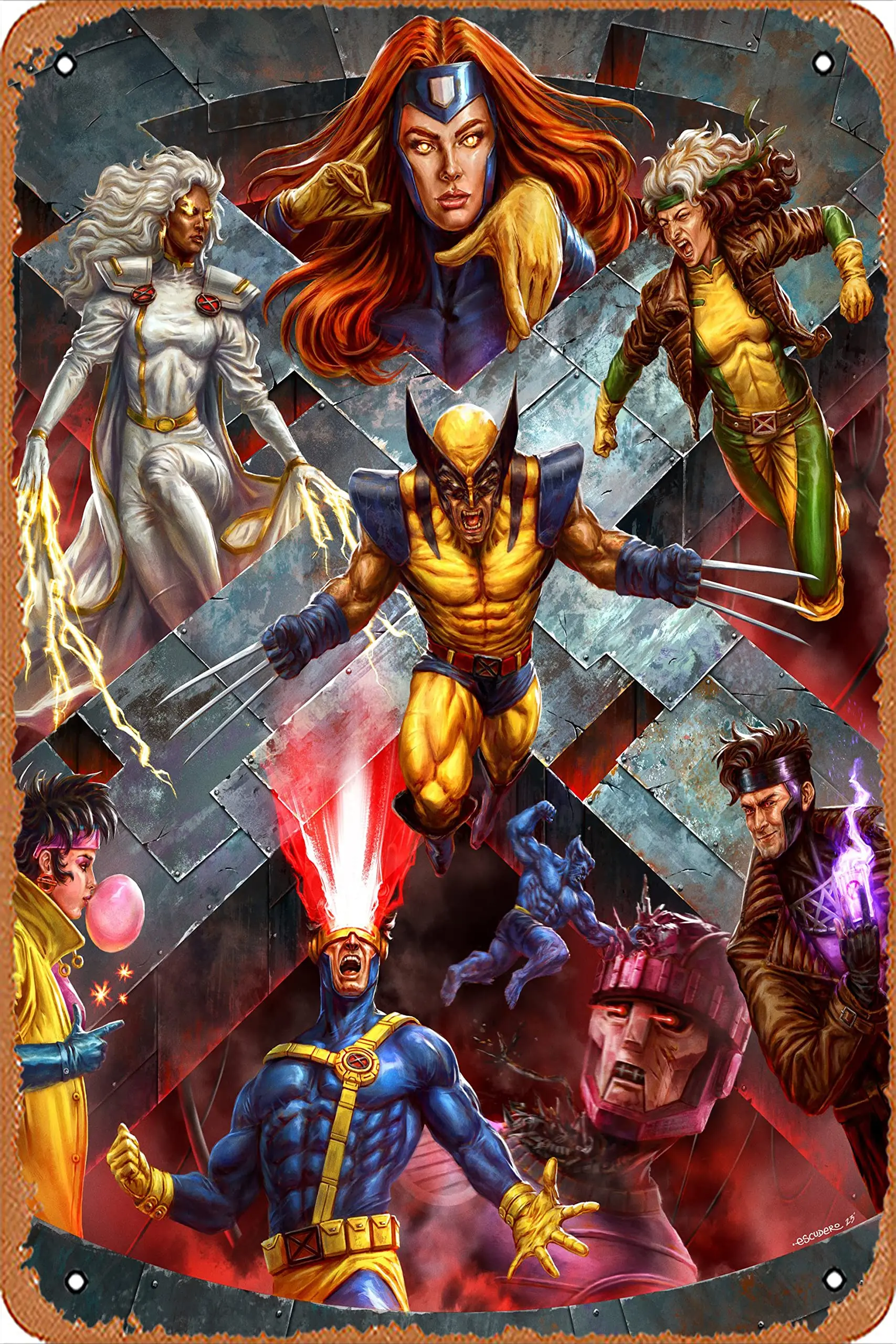 Ltsrll Metal Sign - X-MEN 90;S Pop Culture Magic and Fantasy Concept Art Poster Wall Decor Design for Cafes Bar Pub Beer Club Wa