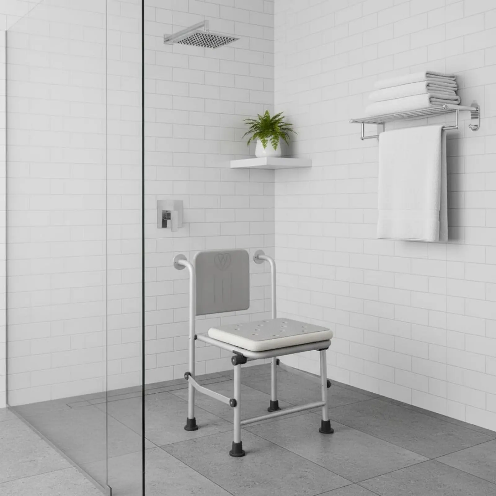 Silla de Ducha Plegable Montada en la Pared para Mascotas de Baño - imagen 2