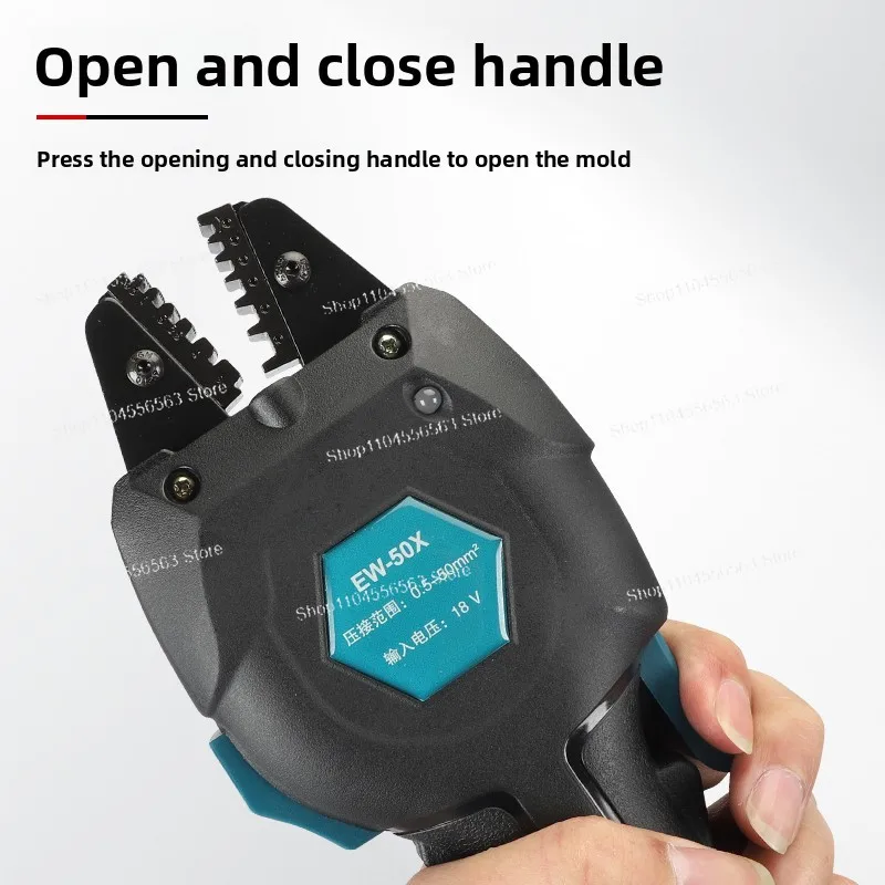 Electric Crimping Clamp Rechargeable Cold Crimping Clamp Mini Wiring EW-50X Terminal Pre-Insulated Tubular Bare Crimper