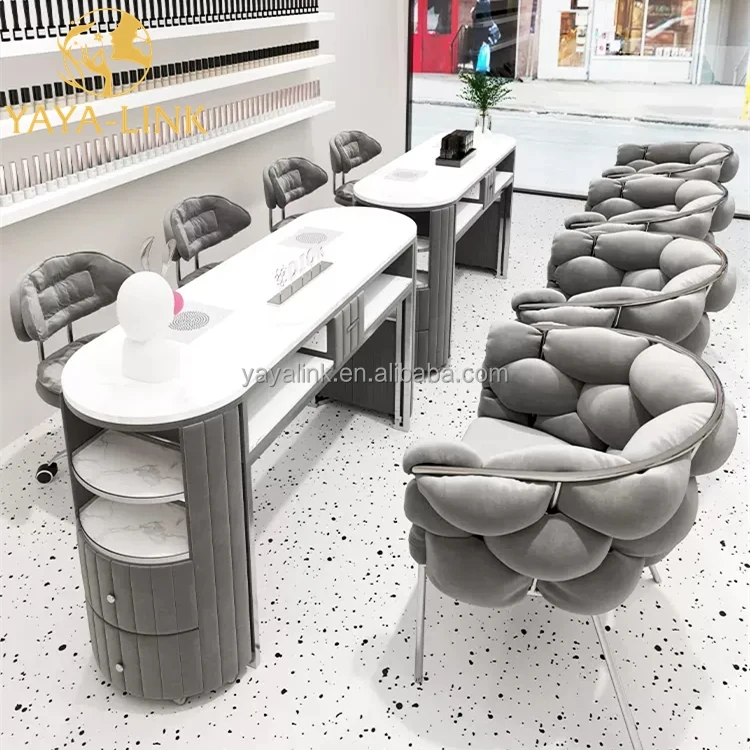 Foldable Manicure Table with Rolling Wheels, Metal Iron Nail Desk for Beauty Salon and Home Use, Professional Portable Station