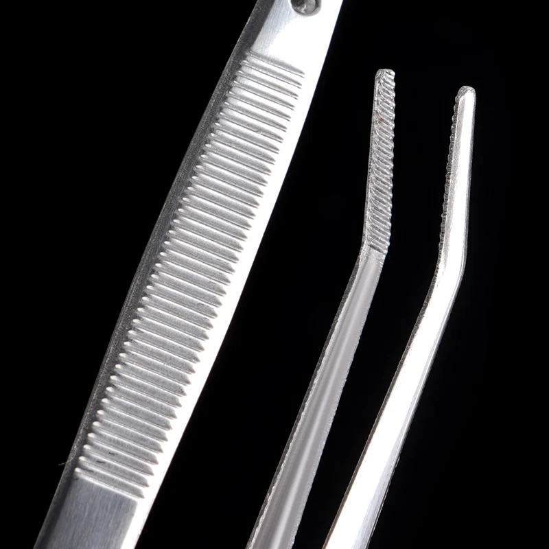 1 قطعة ملقط الأنسجة الجراحية من الفولاذ المقاوم للصدأ ملقط منحني مسنن أدوات مختبر الأسنان أدوات فحص الأسنان #1