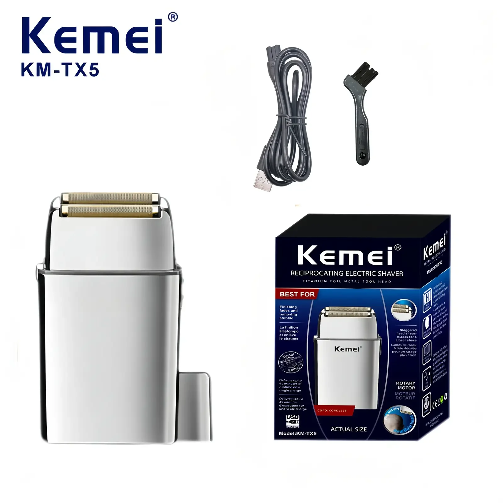 

KEMEI Gift Box Razor KM-TX5 Professional wireless metal razor with USB charging tondeuse barbe Mainland China beard trimmer