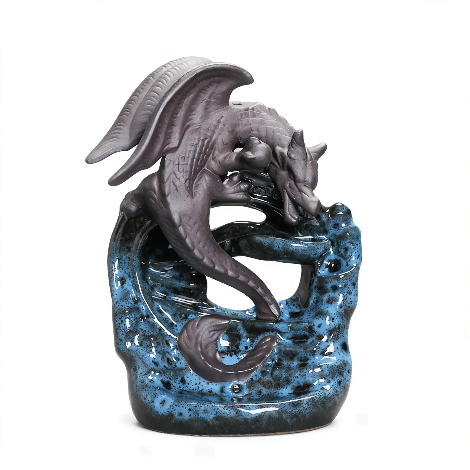 Ceramic Backflow Incense Burner Creates Waterfall Smoke Effect Handmade Religious Meditation Tool