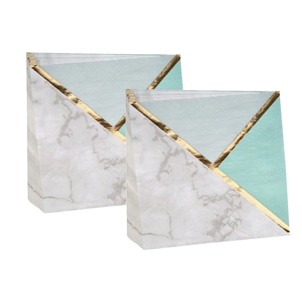 

16pcs Mint Green Bronzing Pattern Disposable Paper Towels Premium Party Napkins Absorbent Facial Tissue For Bar Supplies Daily