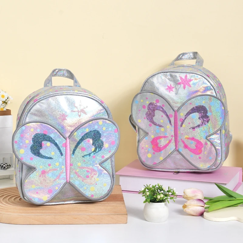 Fashion Girl Bag Trendy Classic Versatile Backpack Butterfly Bow Shiny Practical School Bag Travel Princess Cute Casual Backpack