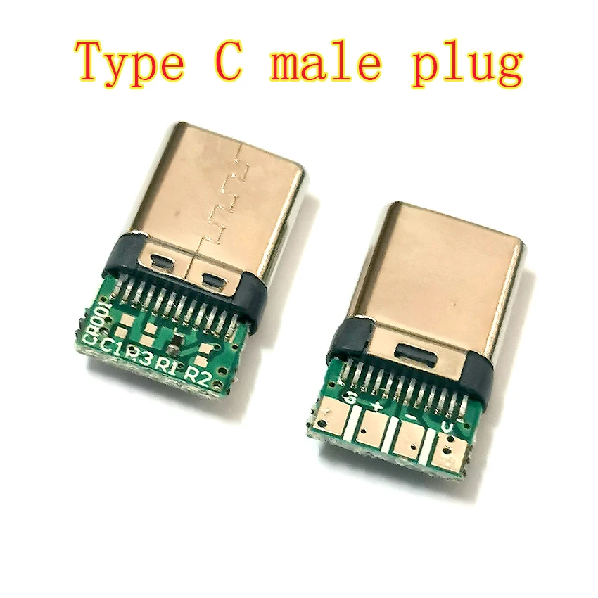 

5PCS USB 3.1 type-C male clamp plug with PCB board solder wire interface