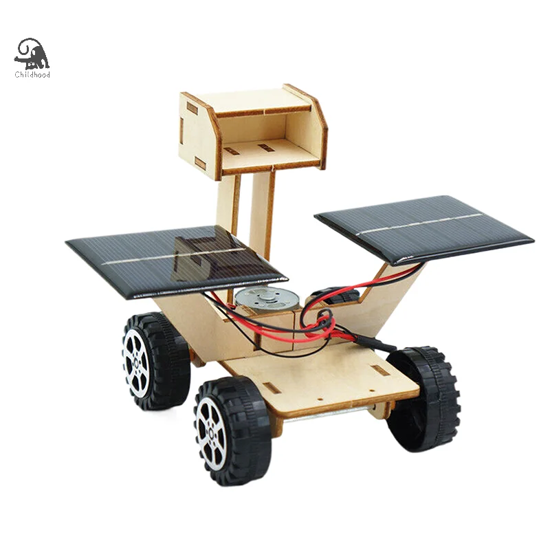 Modèle Mars Rover à énergie solaire fait à la main, jouet créatif, outil d'enseignement en bois pour enfants, technologie, petit fabricant, jouet Puzzle