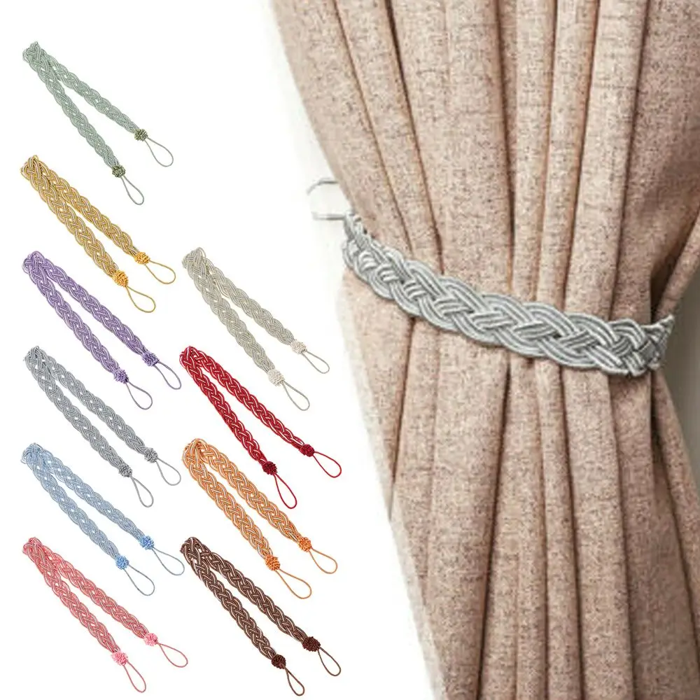 2 Pcs Home Decor Hold Simple Curtain Holder Rope Satin Voile Strap Braided Tiebacks Tie Backs