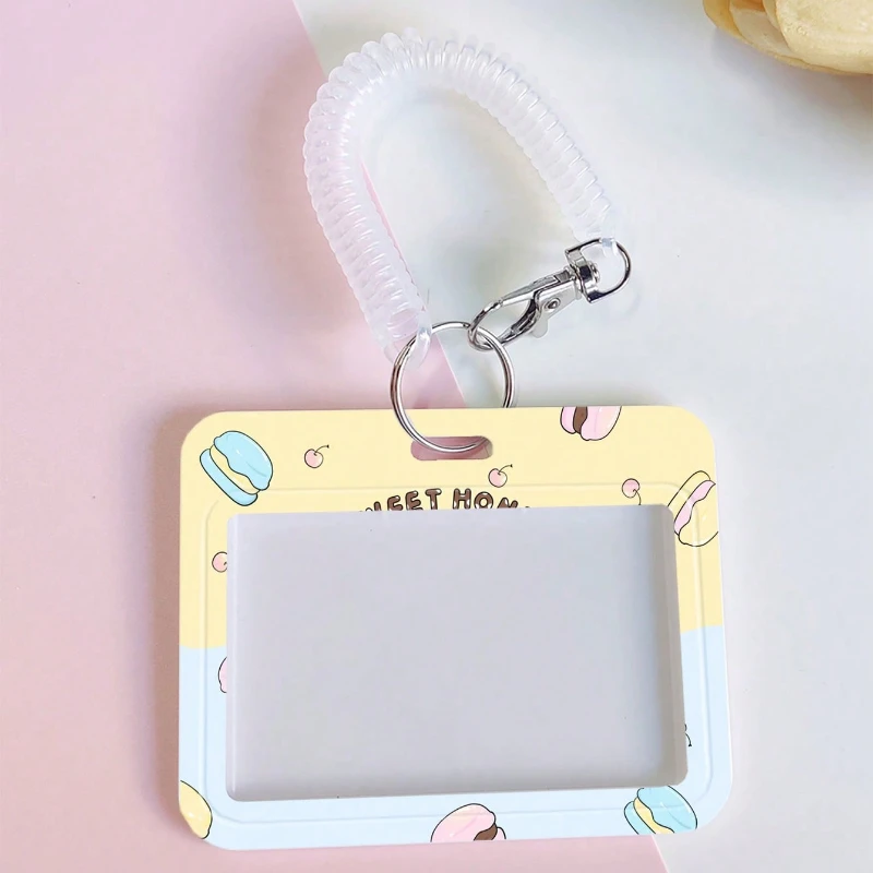 Creative Design Card Holder with Elastic Rope Retractable for Student Bus/Meal Card Protection Case Women Badge Holder Keychain