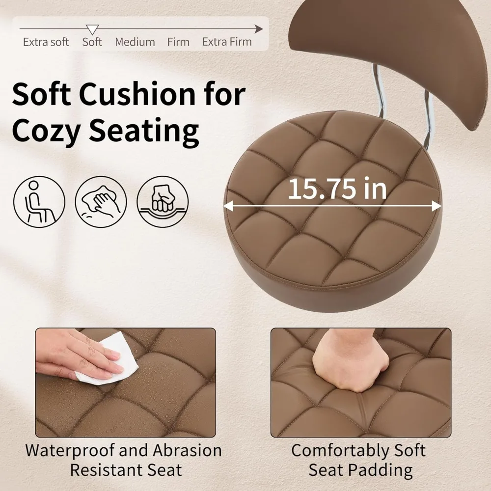 كرسي لمصفف الشعر (ارتفاع قابل للتعديل 20-27 بوصة) مقعد مع عجلات هادئة ومسند للقدمين مقعد جيتار مريح لـ L #3