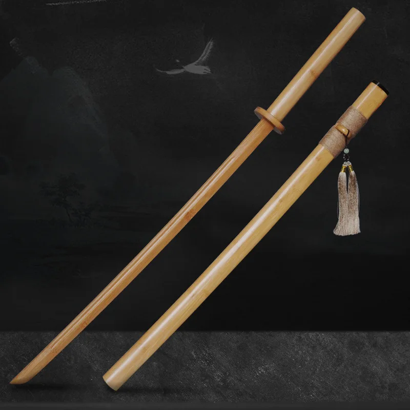 Wooden Sword with Scabbard, Iaido Practice Bokken, Kendo Bamboo Sword, Japanese Training Dojo Solid Wood Practice Blade