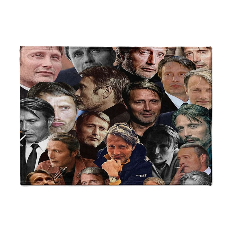 Gaslight Gatekeep Girlboss Mads Mikkelsen Photo Collage Throw Blanket for Women Men Girls Boys Kids Pets Dogs Cats Couch Sofa