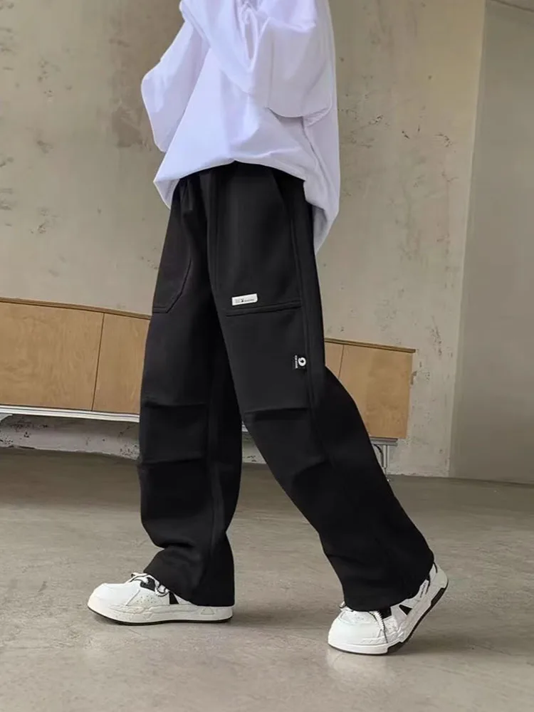 

New Boys Cargo Pants Children Spring Casual Trousers Children Autumn Straight Loose Pants Teenager Solid Color Wide-Leg Clothing