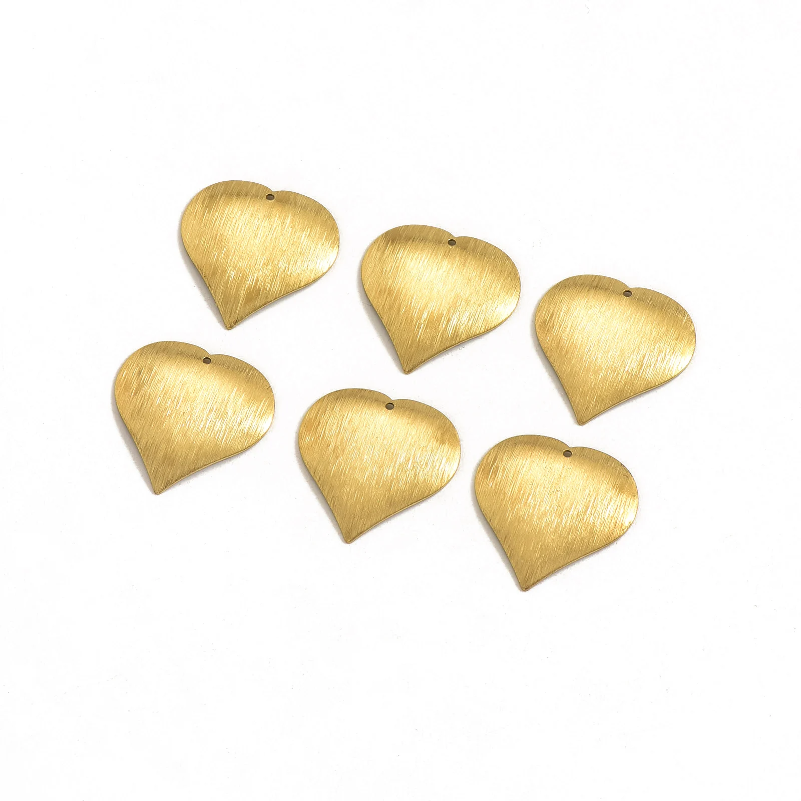 20pcs brass wire drawing process. Curved single hole heart-shaped pendant DIY jewelry making necklace earring pendant