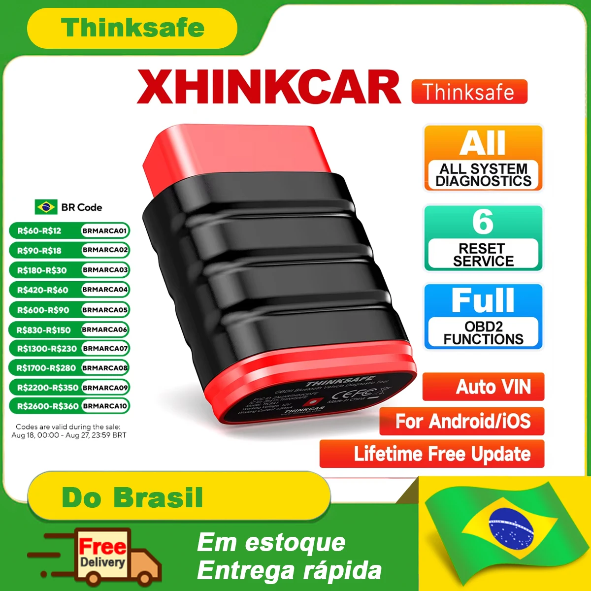 OBD2 Bluetooth Scanner Code Reader Car All System Scan Thinkcar Thinksafe 5 Reset OBD 2 Auto Diagnostic Tools PK Thinkdiag