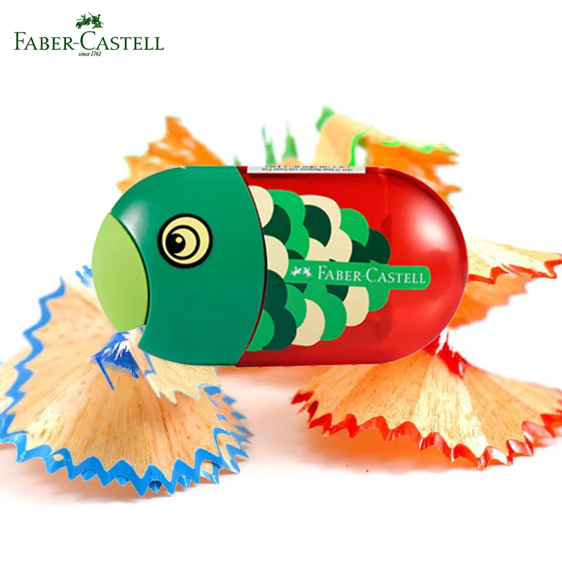 Sacapuntas de Doble Orificio Faber-Castell con Borrador Incorporado |   Sacapuntas Manual Mini, Bonito y Portátil, para Estudiantes, Material de Papelería para Viajes
