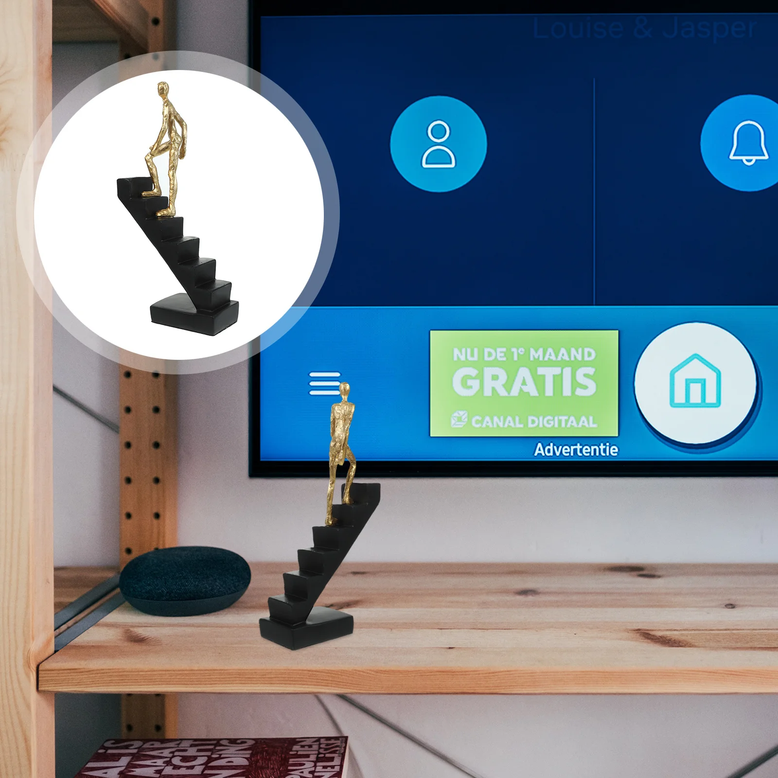 

Creative Stairs Person Statue Resin Abstract Human Sculpture Living Room Home Decor Bookshelf Countertop Ornament