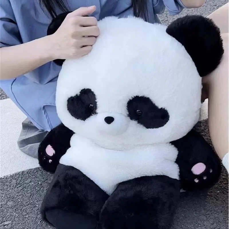 Cartoon Cute Panda Shape Backpack Nylon Plush Material 2 Sizes Available Removable Shoulder Strap Bag Fashion Women\'s Makeup Bag