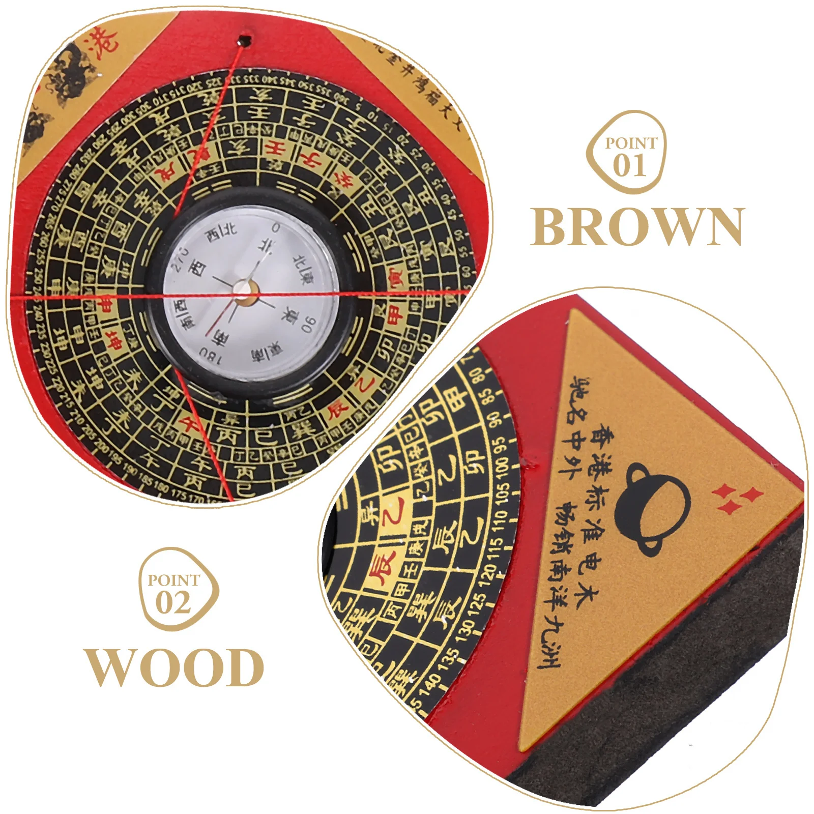 Feng Shui Round Wooden Compass Chinese Luo Pan Traditional Fengshui Geomancer Measuring Instrument Craft Decor