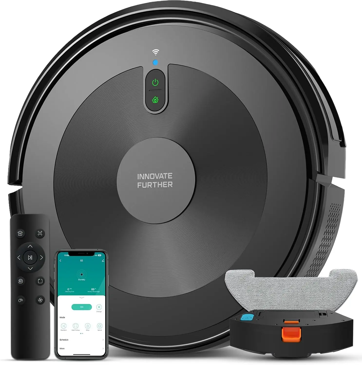 

Robot Vacuum and Mop Combo 2 in 1 Robot Vacuum Cleaner 2500Pa Strong Suction Tangle Free Alexa APP Control Self Charging