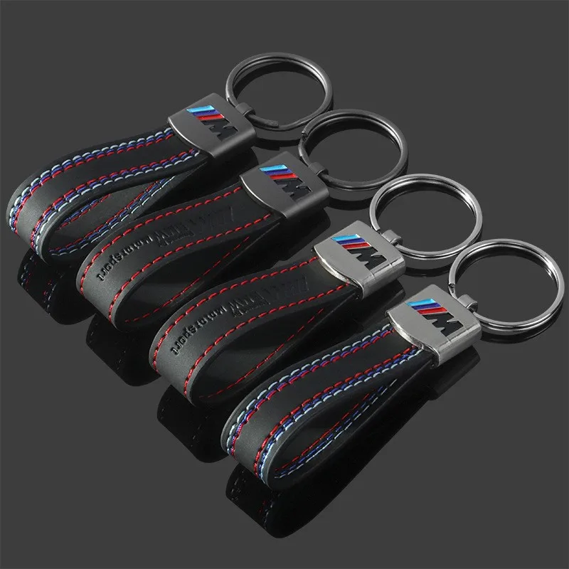 Car Metal Key Chain Fine Leather Emblem Key Ring For BMW X1 X2 X3 X5 X4 X6 X7 G30 G20 G32 G11 G12 F40 F30 F20 F10 F34 Keychain