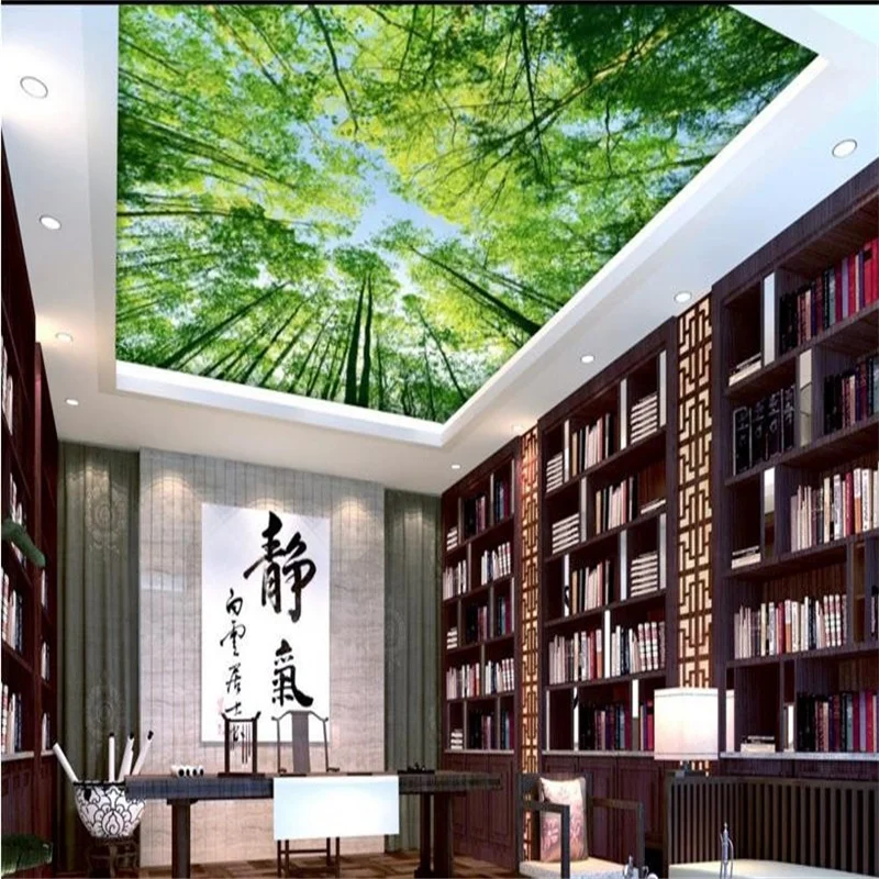 

Modern 3D Wallpaper Ceiling For Living Room Bedroom Home Decor Green Tree Sky Photo Ceiling For Wall Kitchen Decor Waterproof