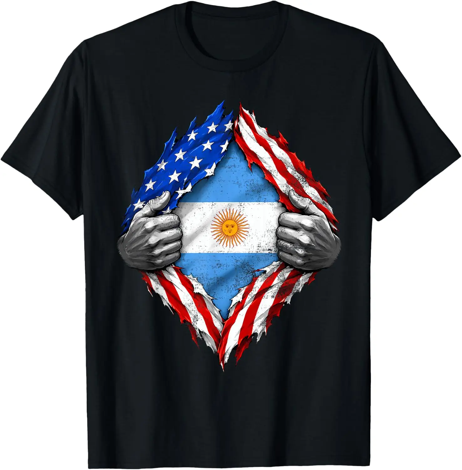 American Argentine Heritage Flag Argentinian Argentina Roots T-Shirt 100% Cotton Trendy Y2K Short-Sleeve Tee-Soft, Quick-Drying,
