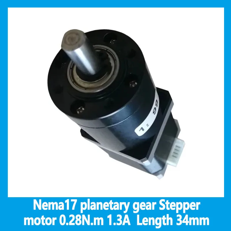 

Nema17 planetary gear Stepper motor 0.28N.m 1.3A Length 34mm Speed ratio 3.71:1 5.18:1 13.7:1 19.2:1 27:1 51:1 99:1