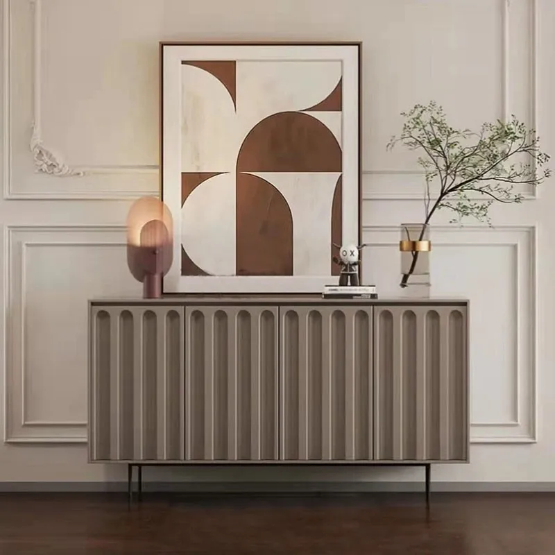 شرفة دخول من الخشب الصلب ذات الطلاء الإيطالي وخزانة تخزين بسيطة وحديثة #5