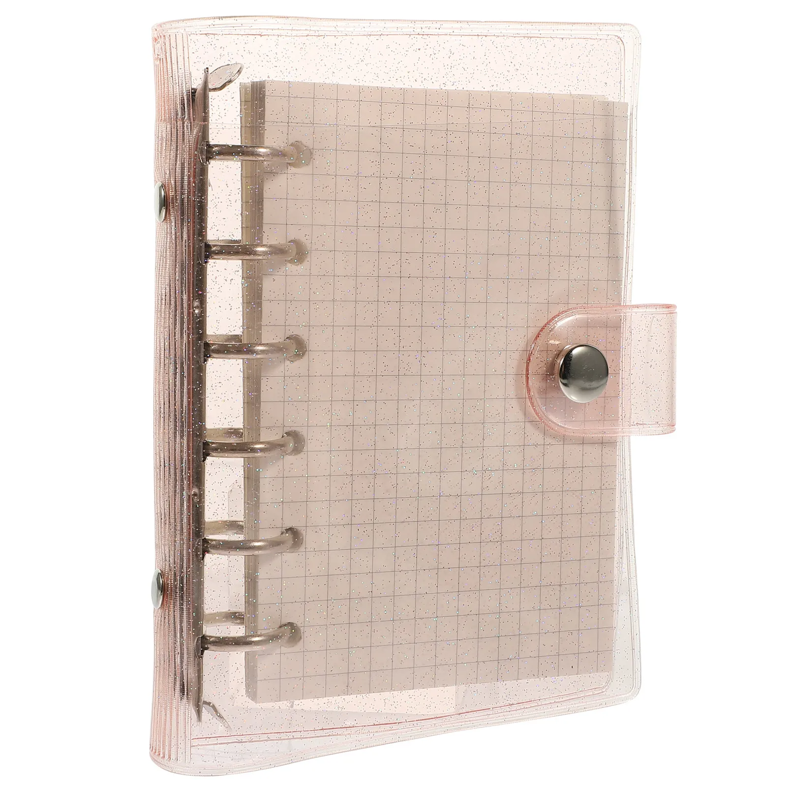 

Small Notepad PVC Waterproof Loose Leaf Binder 6 Rings Transparent Cover Creative Notebook for Students Office Home Handmade