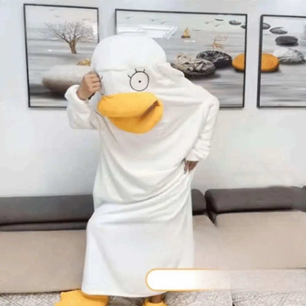 

New Design Warm Robe Thickened Cartoon Sleepwear Duck Pattern Pajamas Suit